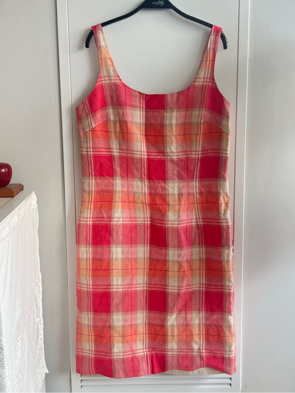 Vintage Jones New York linen pink plaid midi dress - Picture 7 of 10